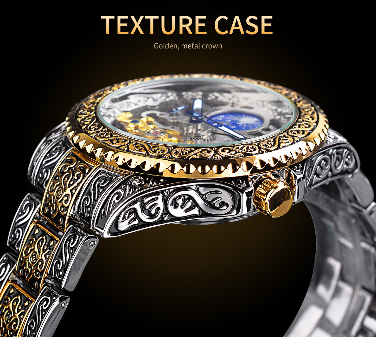 Forsining Men's Luxury Tourbillon Watch – Skeleton Design with Carved Mechanical Movement