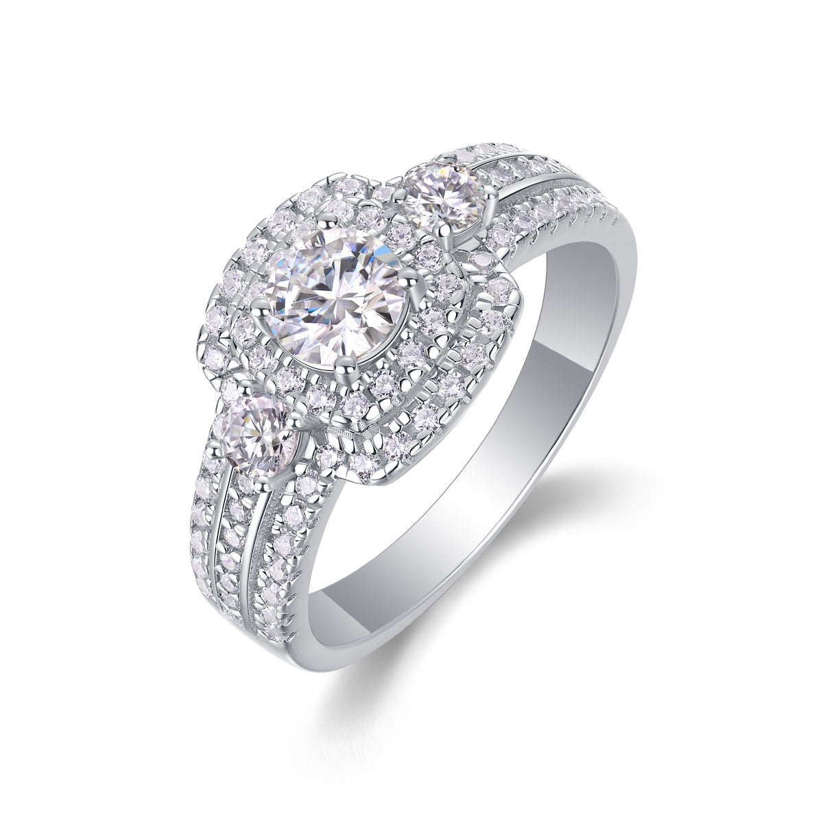 Elegant 0.5-carat moissanite jewelry set in platinum-plated sterling silver