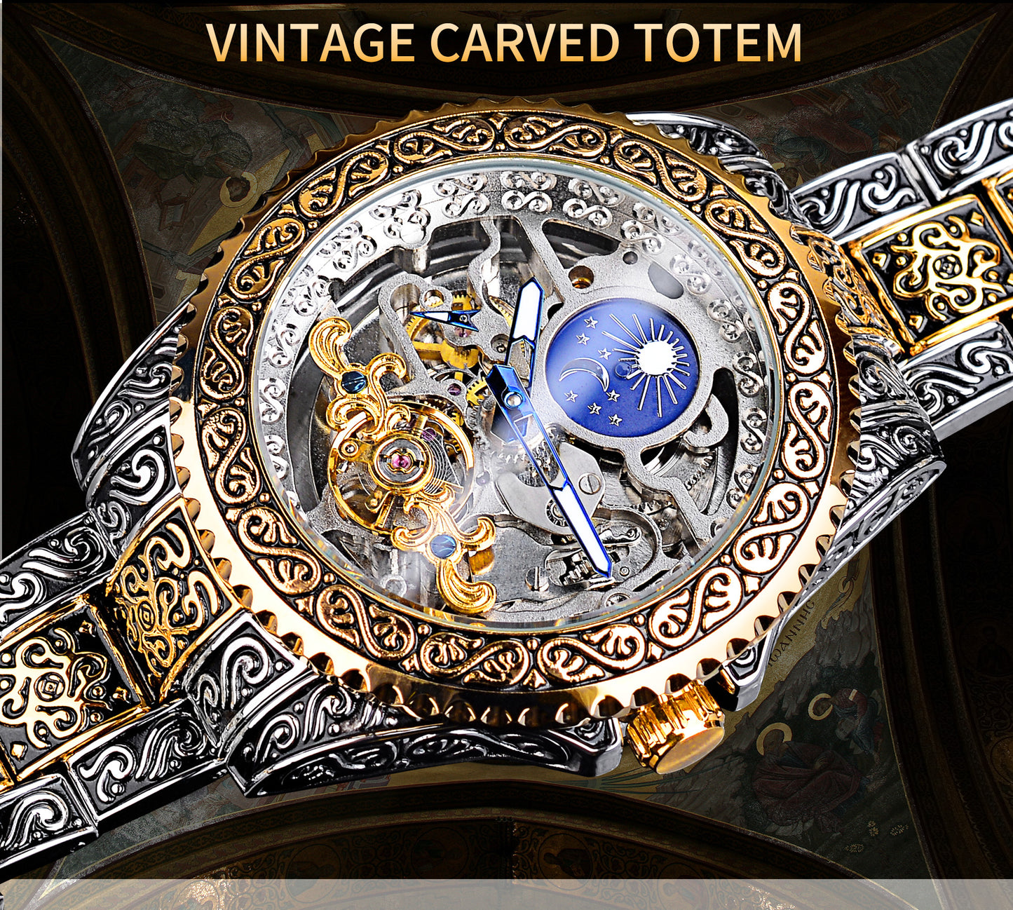 Forsining Men's Luxury Tourbillon Watch – Skeleton Design with Carved Mechanical Movement