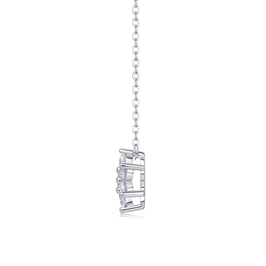 Snowflake Fluttering moissanite pendant necklace set crafted in S925 silver with platinum plating for a luxurious finish