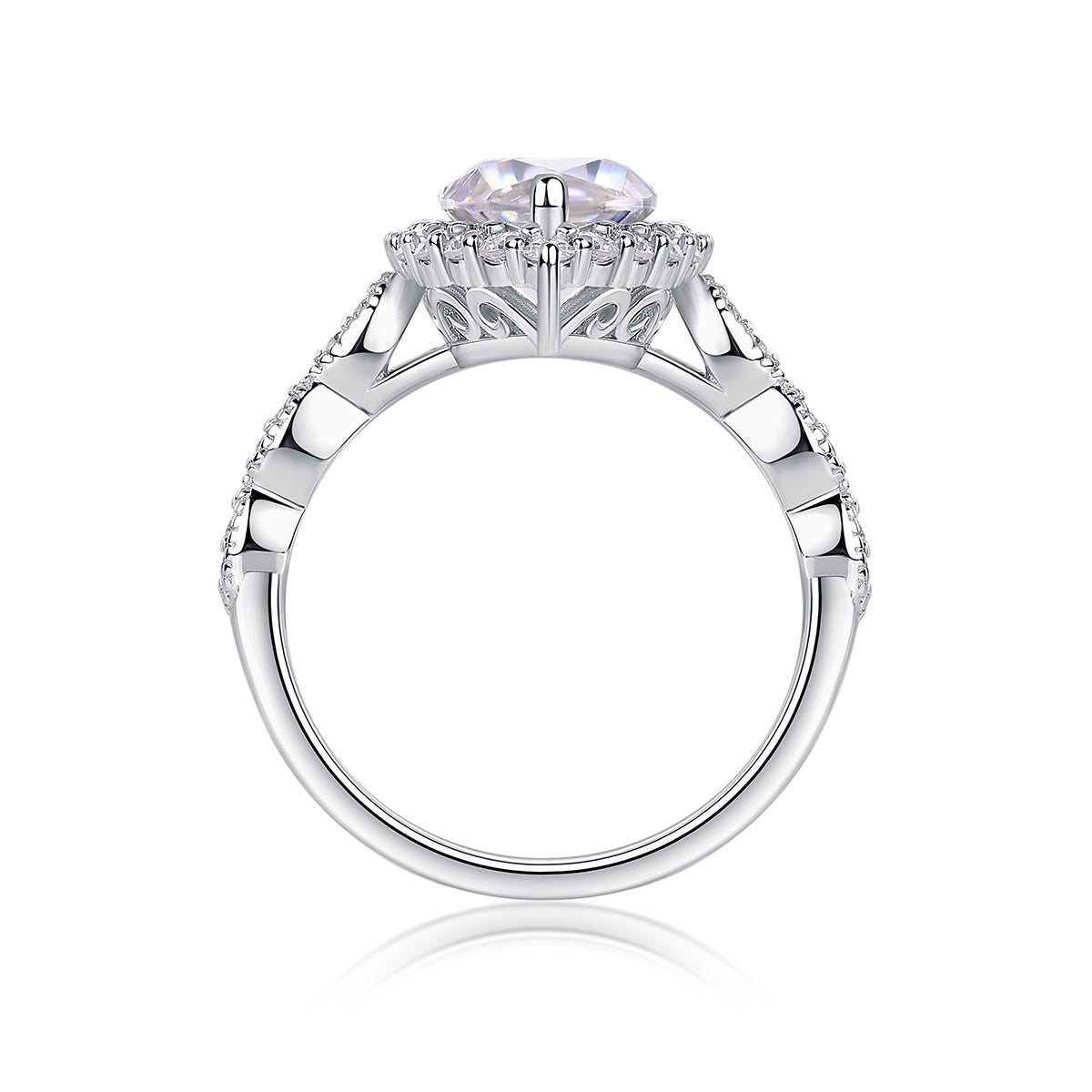 Starlight Craze – Platinum-Plated Moissanite Ring in S925 Sterling Silver with Luxurious Diamond Detail