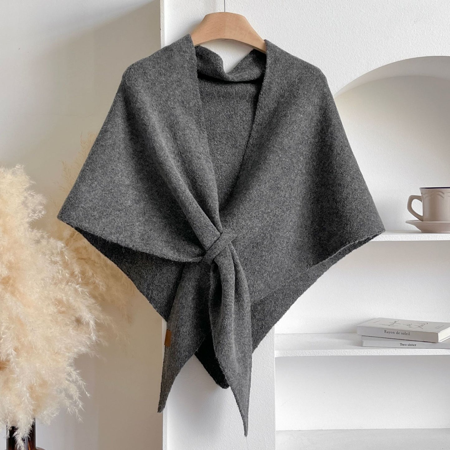 Women's Winter Knit Triangle Shawl – Soft & Stylish Korean Neck Wrap