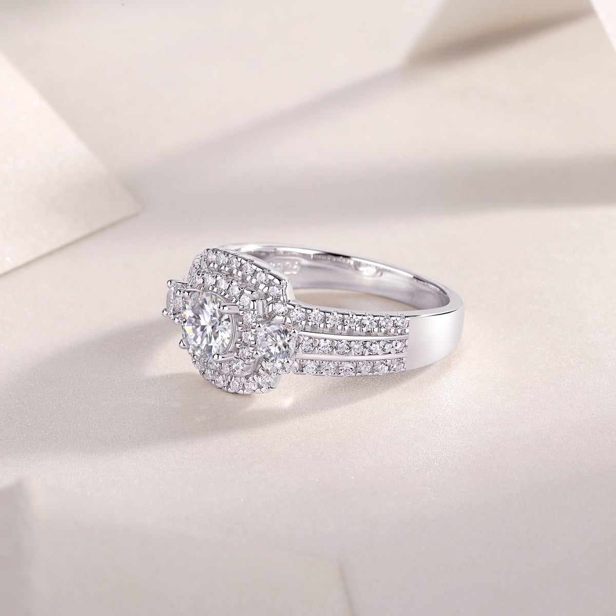 Elegant 0.5-carat moissanite jewelry set in platinum-plated sterling silver