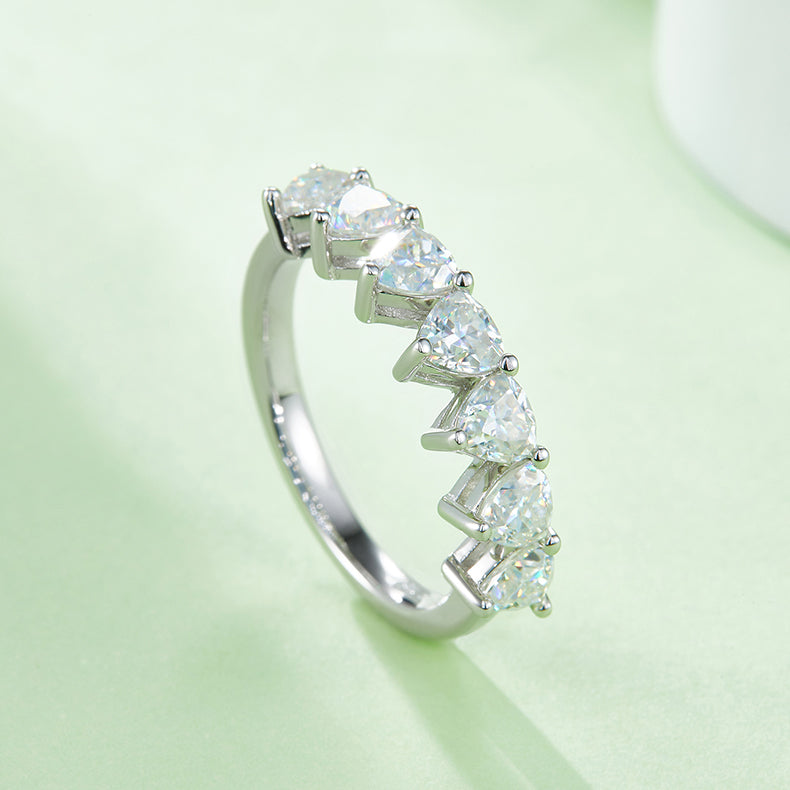 Luxurious Moissanite Silver Ring Set – S925 Platinum Plated