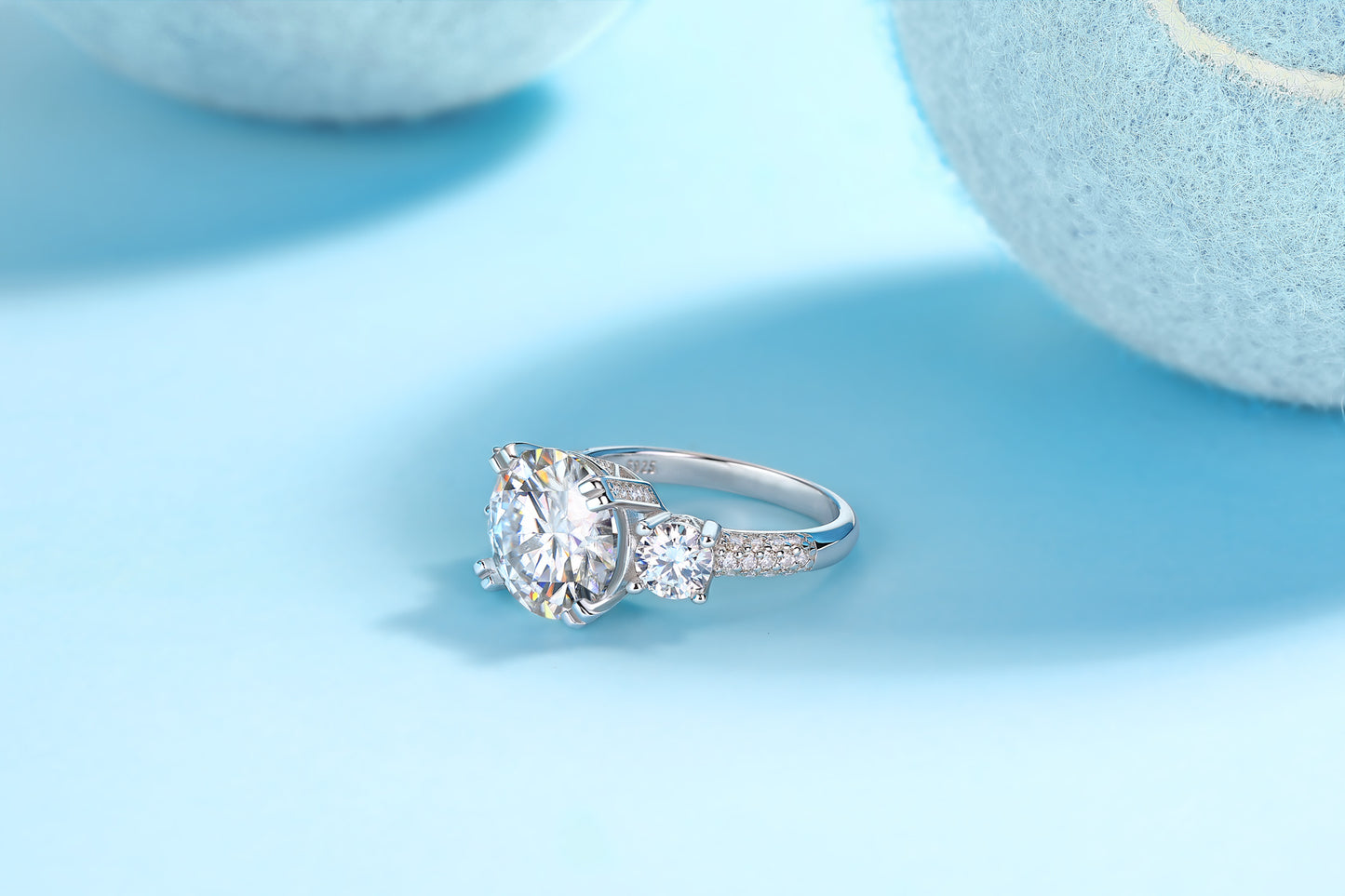 Luxurious 5-carat moissanite diamond jewelry set in platinum-plated S925 sterling silver