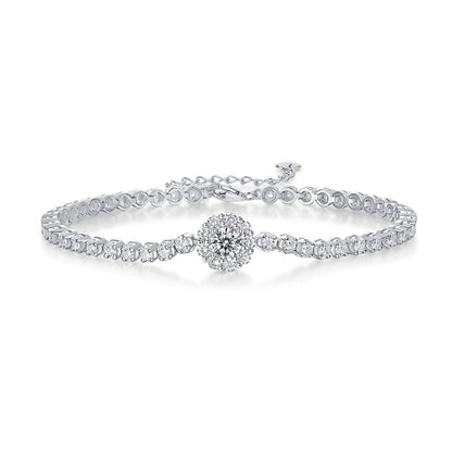 Elegant silver bracelet set featuring premium moissanite and platinum-plated S925 silver