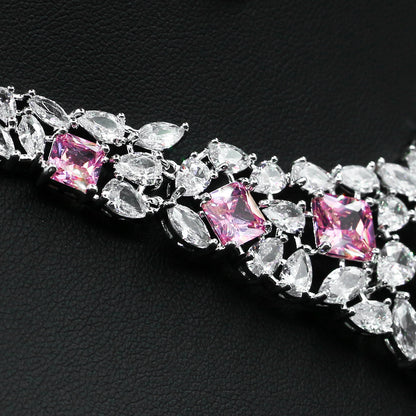 Elegant Bridal Jewelry Set – Zircon Necklace & Stud Earrings for Wedding Dress Accessories