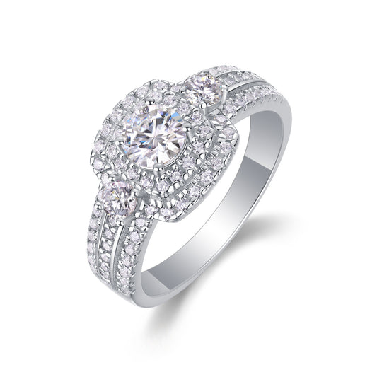 Elegant 0.5-carat moissanite jewelry set in platinum-plated sterling silver