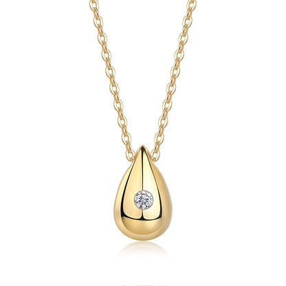 Dreamy Water Drop moissanite necklace pendant set crafted in S925 silver with gold plating, diamond-tested quality