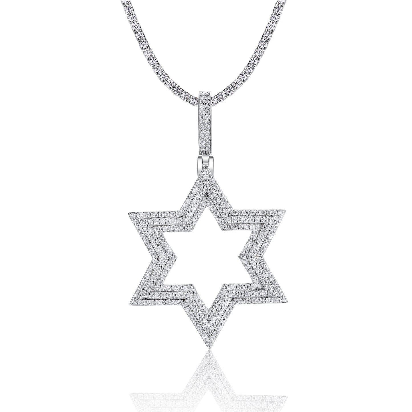 Shining Starlight moissanite necklace pendant set crafted in S925 silver with platinum plating, diamond-tested quality