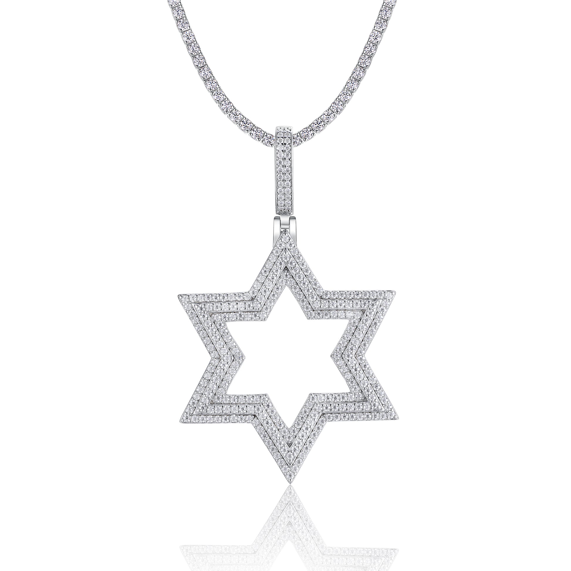 Shining Starlight moissanite necklace pendant set crafted in S925 silver with platinum plating, diamond-tested quality