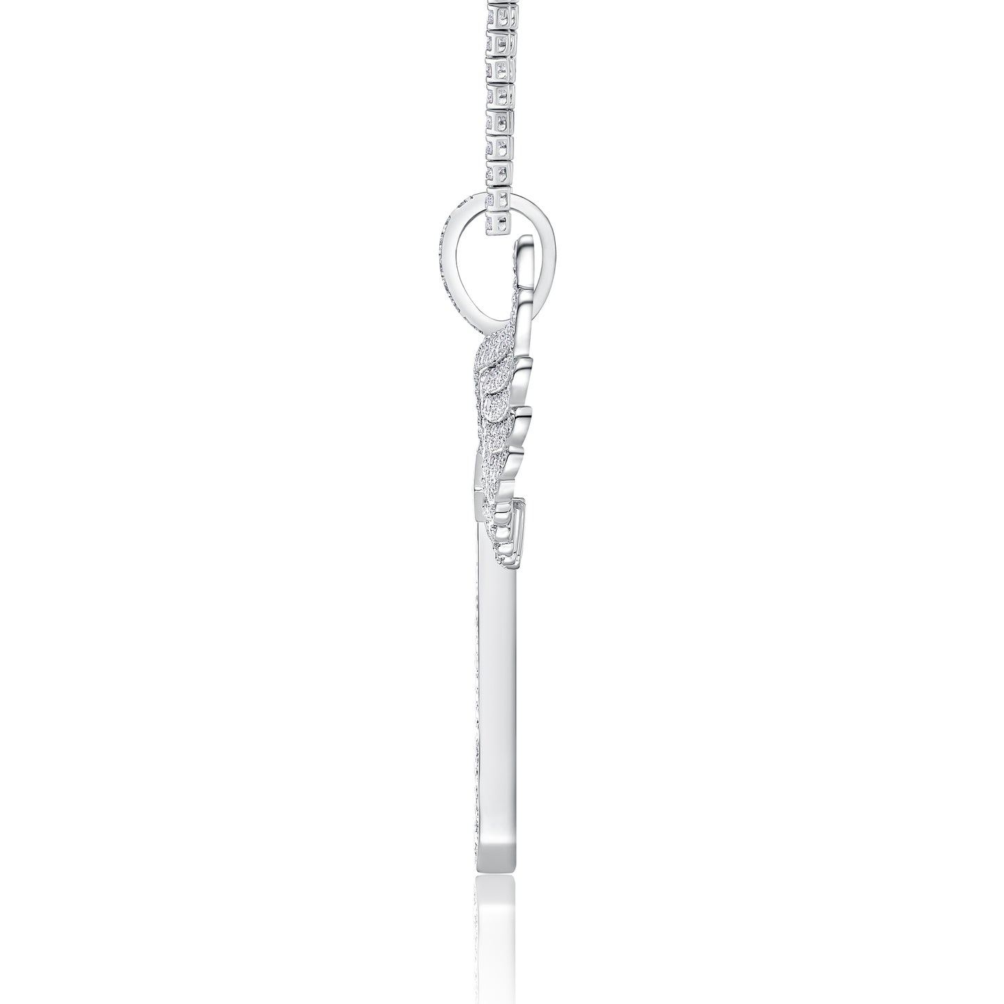 Elegant Angel Wings necklace pendant with top-quality Moissanite, S925 silver, and platinum plating
