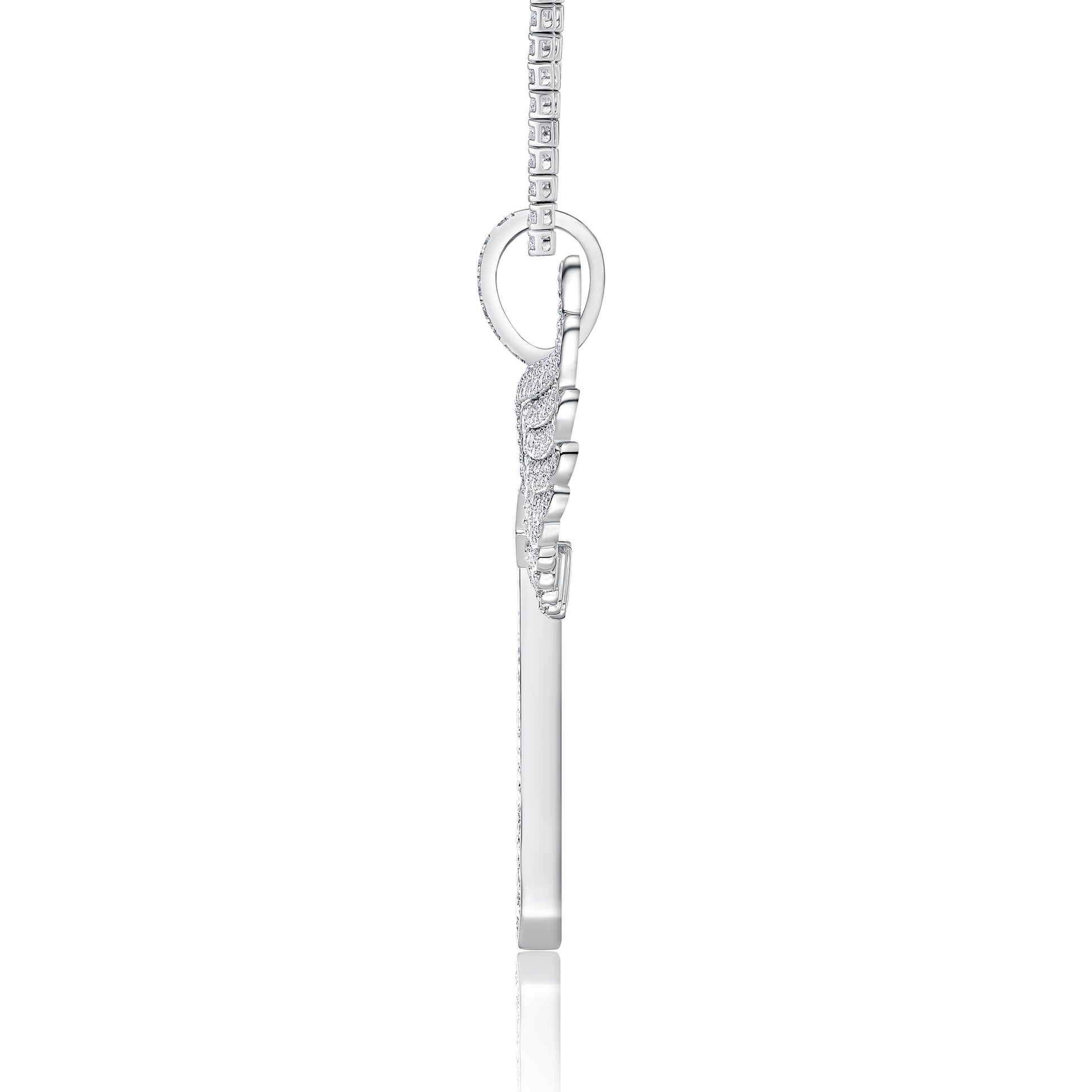 Elegant Angel Wings necklace pendant with top-quality Moissanite, S925 silver, and platinum plating