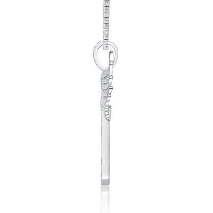 Elegant Angel Wings necklace pendant with top-quality Moissanite, S925 silver, and platinum plating
