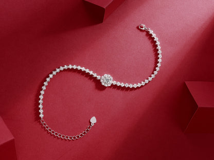 Elegant silver bracelet set featuring premium moissanite and platinum-plated S925 silver