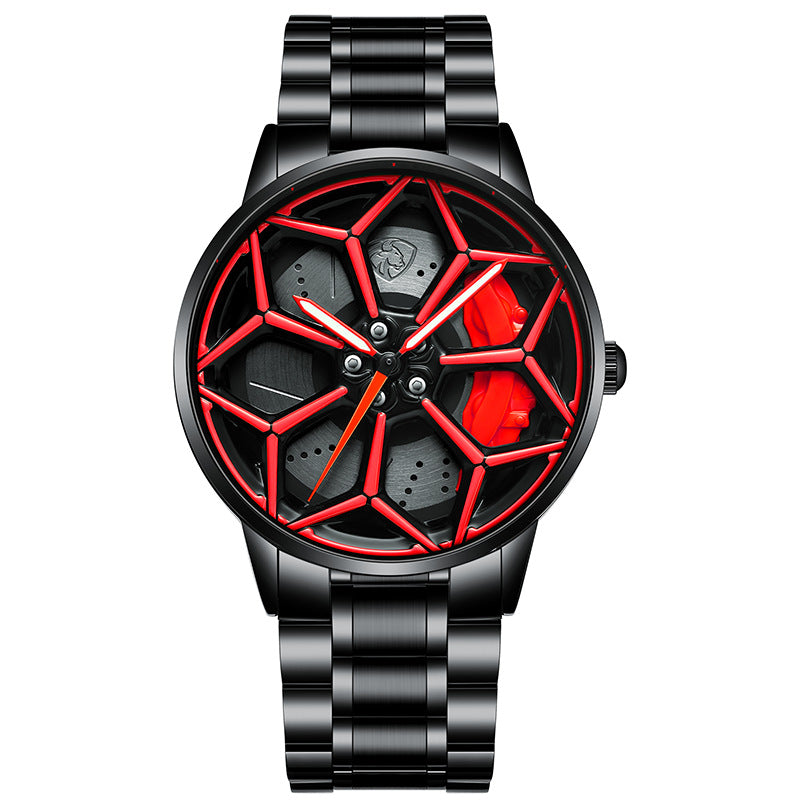 Men's Rotating Luminous Quartz Skeleton Dial Watch