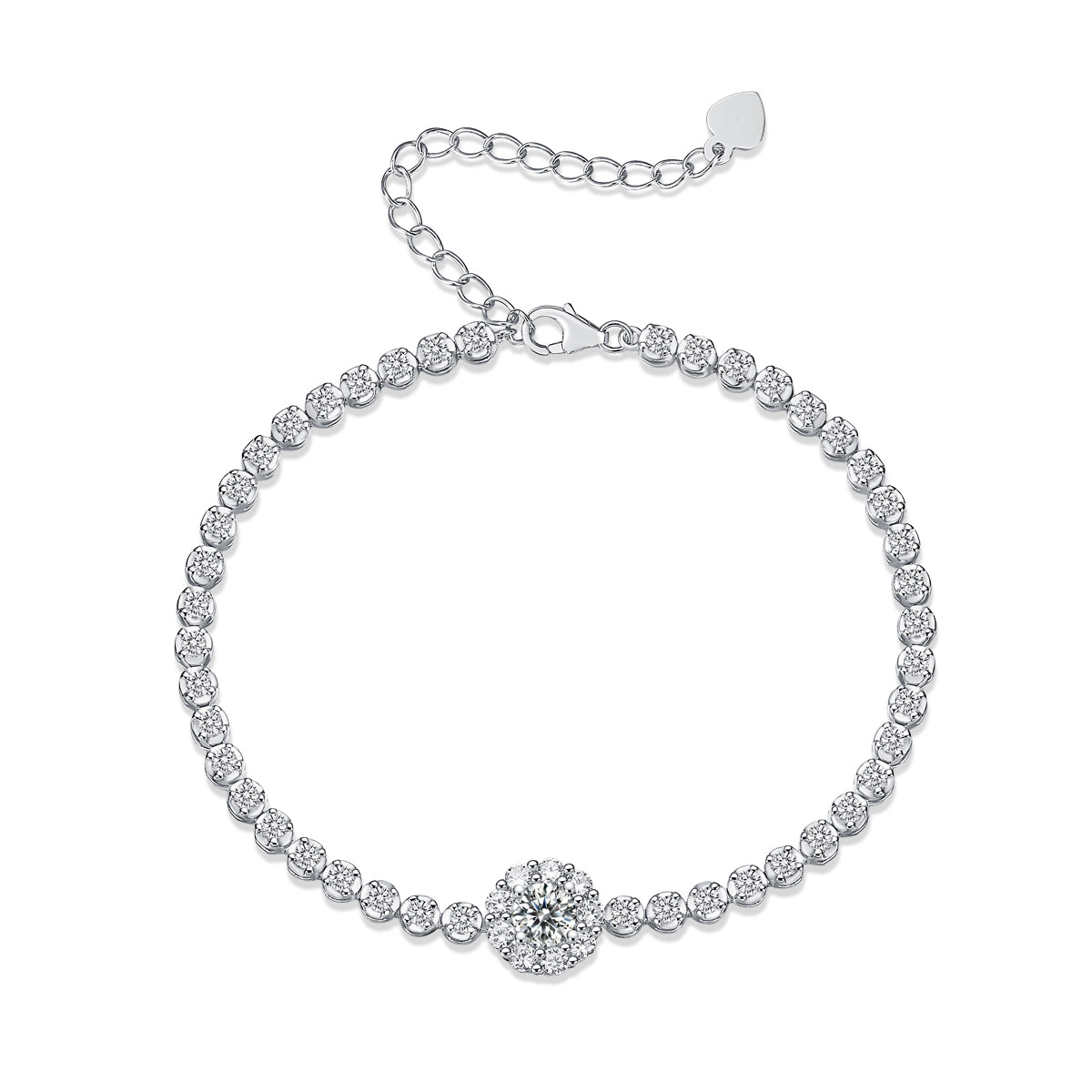 Elegant silver bracelet set featuring premium moissanite and platinum-plated S925 silver