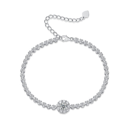 Elegant silver bracelet set featuring premium moissanite and platinum-plated S925 silver
