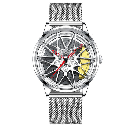 Men’s Stylish Wheel Dial Watch – Hollow 3D Electronic Design