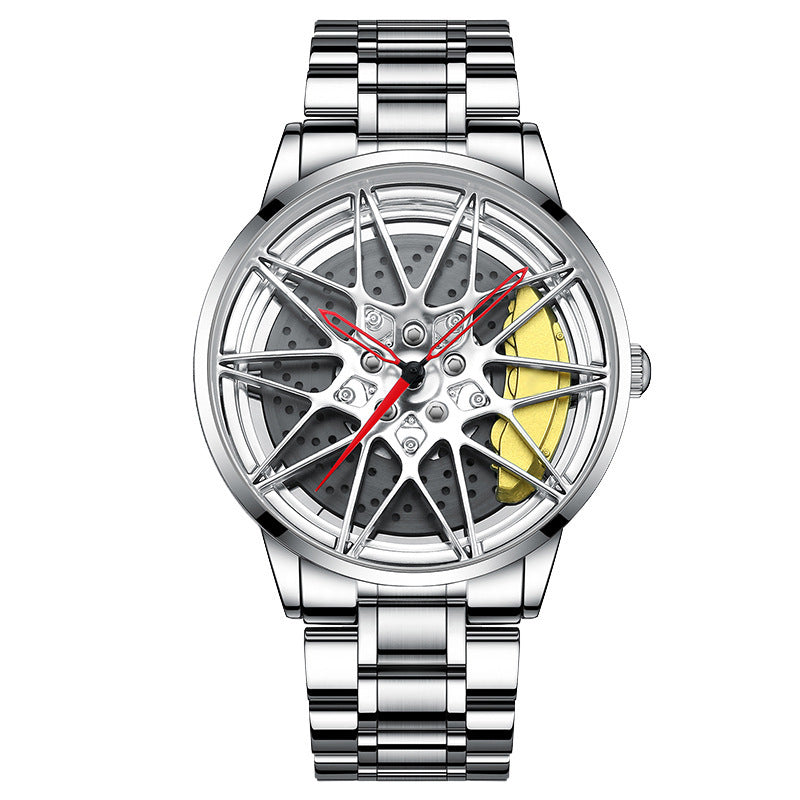 Men’s Stylish Wheel Dial Watch – Hollow 3D Electronic Design