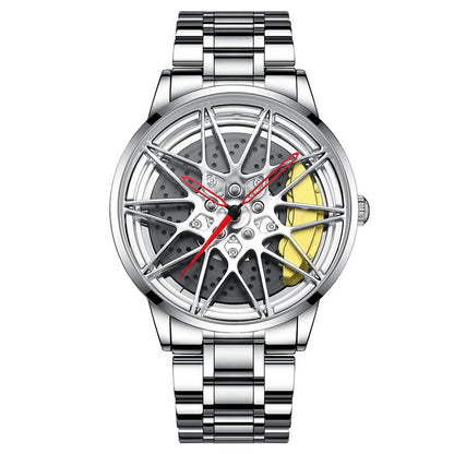 Men’s Stylish Wheel Dial Watch – Hollow 3D Electronic Design