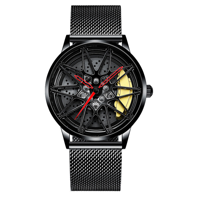 Men’s Stylish Wheel Dial Watch – Hollow 3D Electronic Design