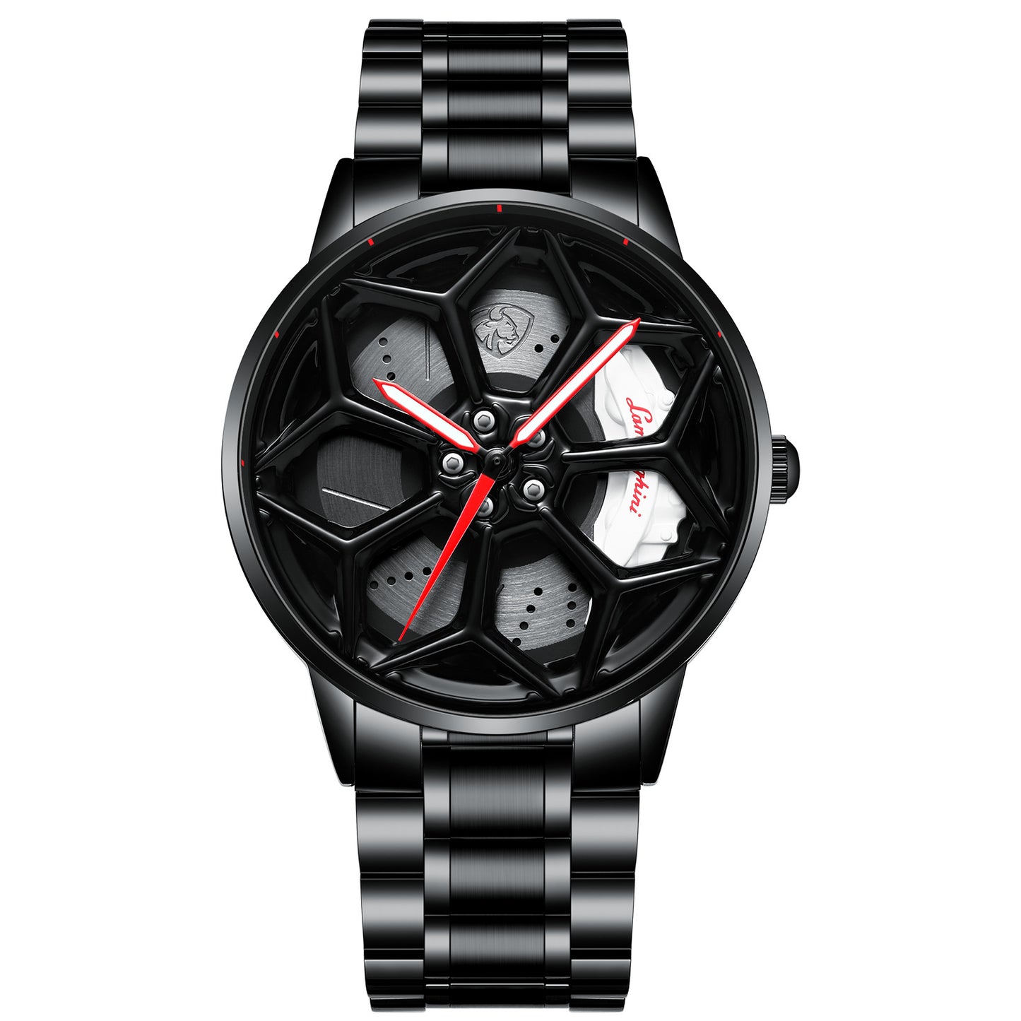 Men's rotating luminous quartz skeleton dial wristwatch with luxury design