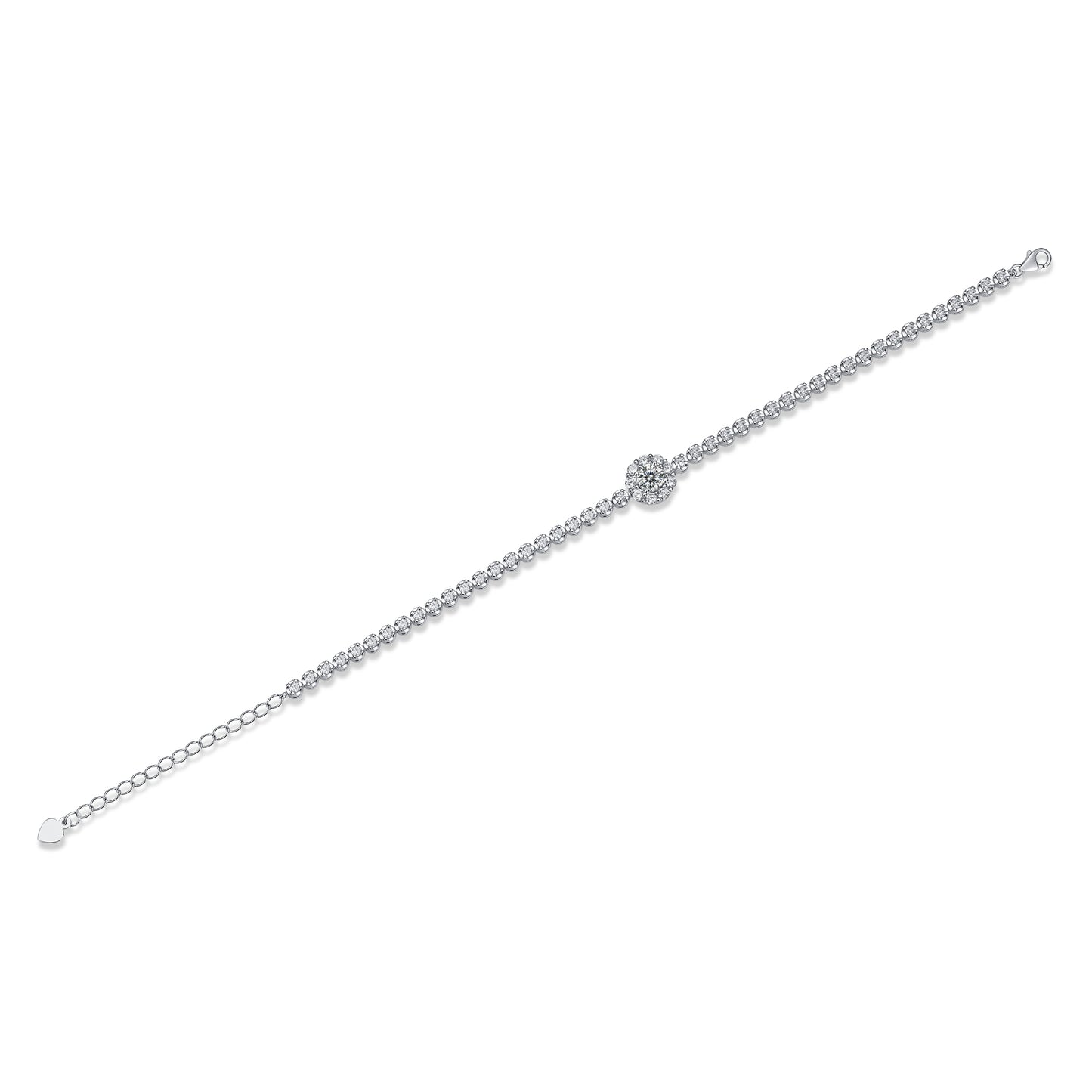 Elegant silver bracelet set featuring premium moissanite and platinum-plated S925 silver