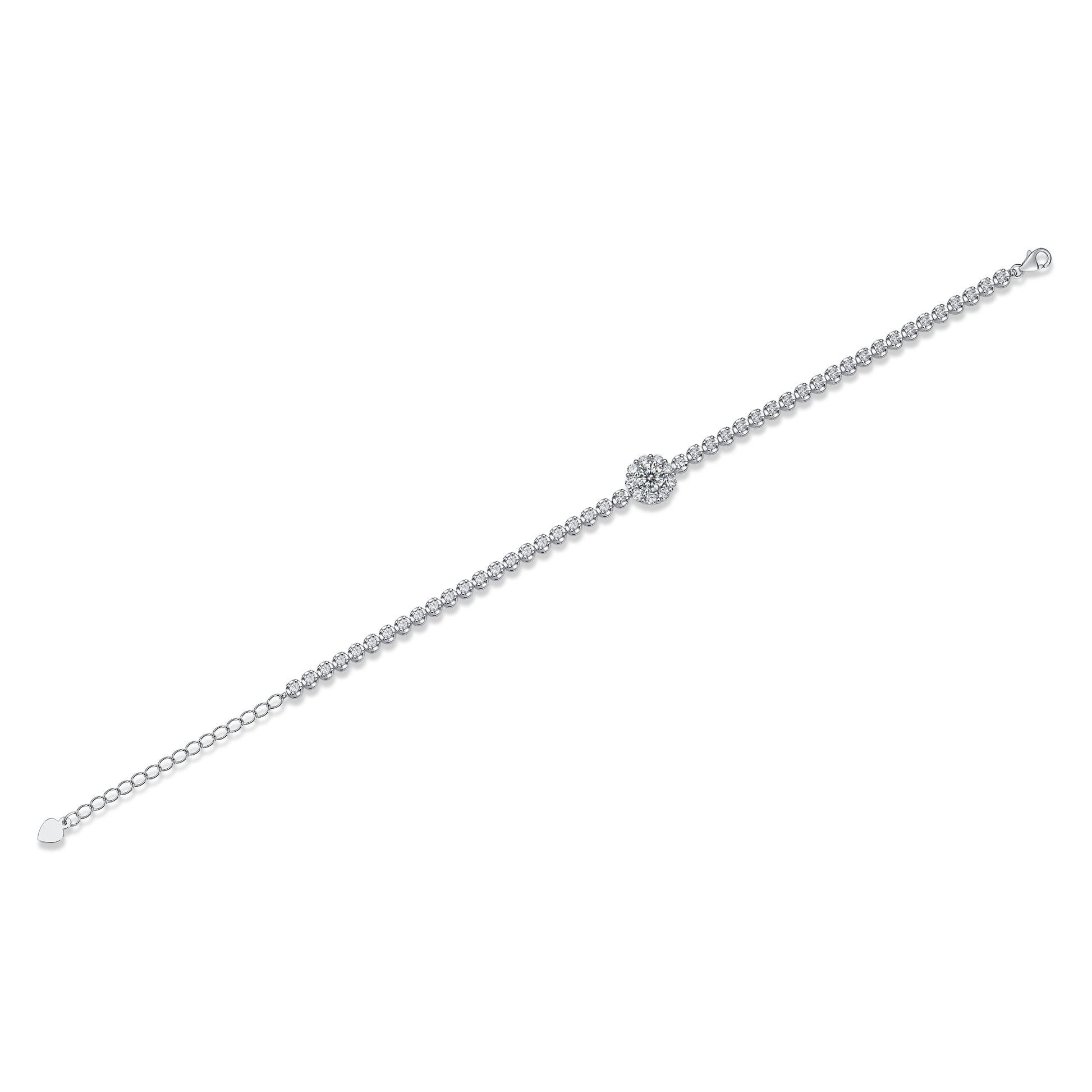 Elegant silver bracelet set featuring premium moissanite and platinum-plated S925 silver