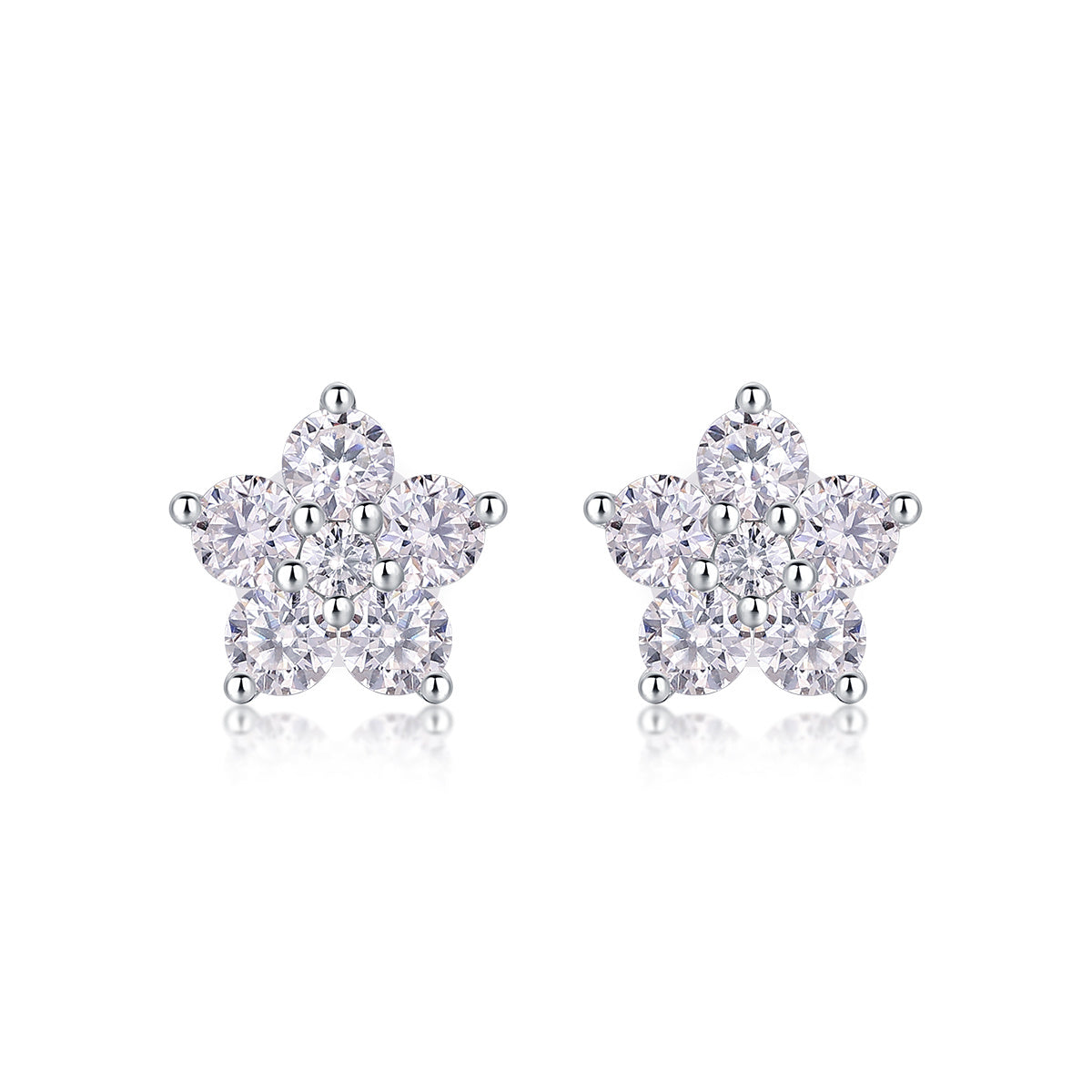 Paris Flower – Luxurious Moissanite Stud Earrings in S925 Sterling Silver with Platinum Plating