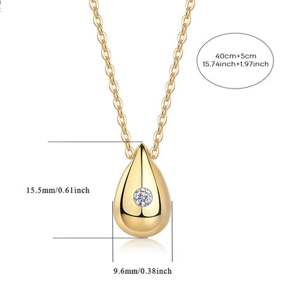 Dreamy Water Drop moissanite necklace pendant set crafted in S925 silver with gold plating, diamond-tested quality