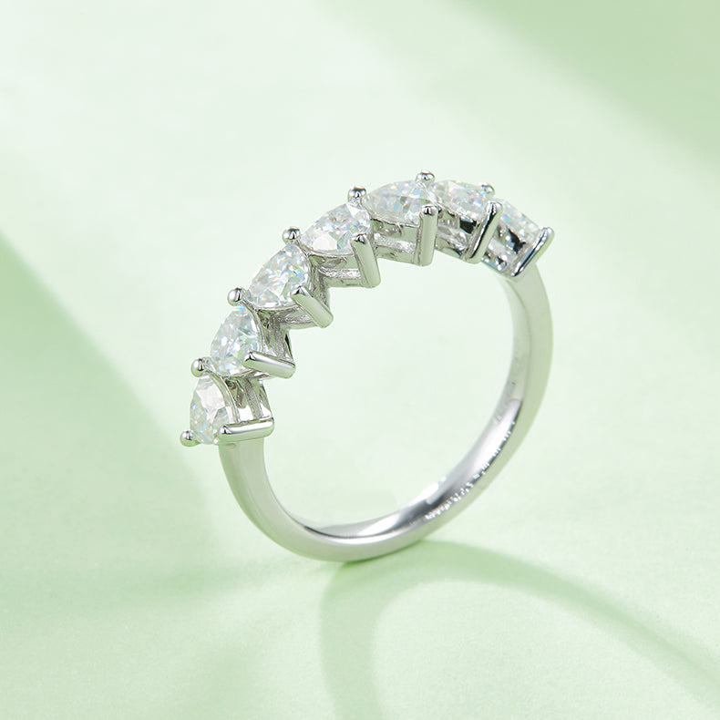 Elegant Moissanite silver ring set with platinum-plated S925 silver for a luxurious look