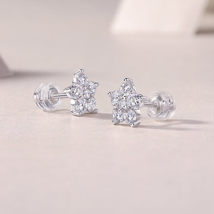 Paris Flower – Luxurious Moissanite Stud Earrings in S925 Sterling Silver with Platinum Plating