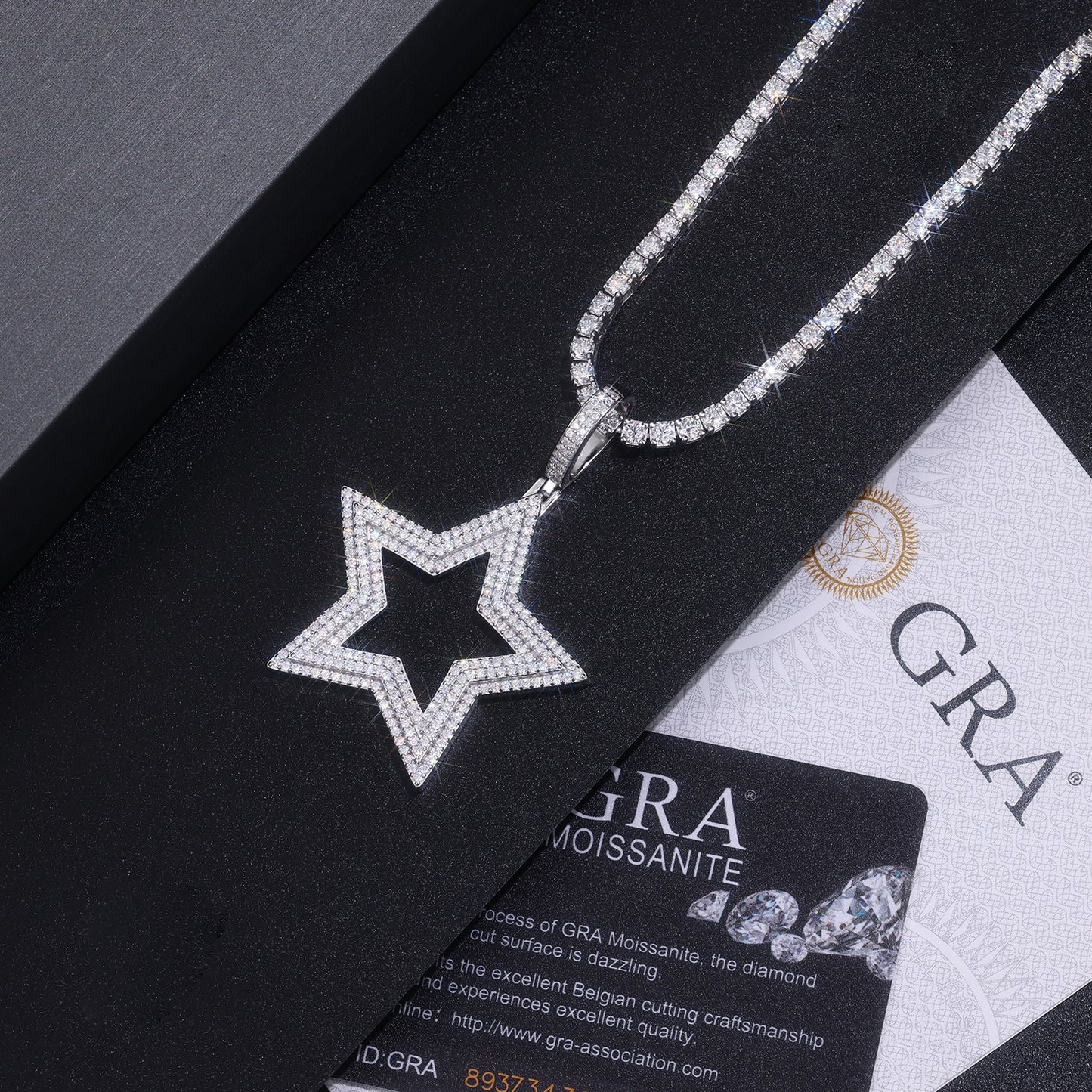 Shining Starlight moissanite necklace pendant set crafted in S925 silver with platinum plating, diamond-tested quality