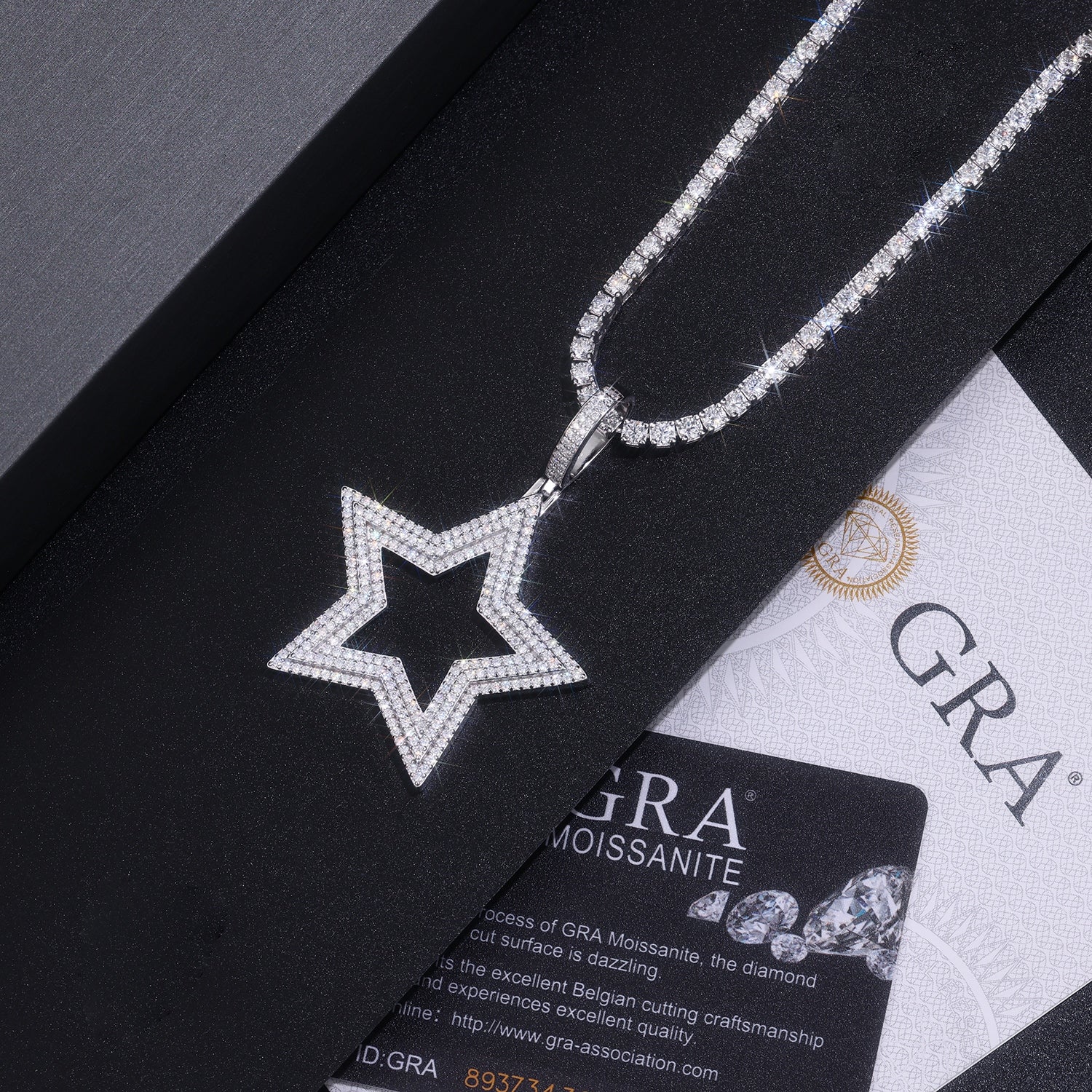 Shining Starlight moissanite necklace pendant set crafted in S925 silver with platinum plating, diamond-tested quality