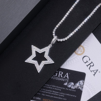 Shining Starlight moissanite necklace pendant set crafted in S925 silver with platinum plating, diamond-tested quality