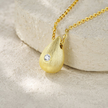 Dreamy Water Drop moissanite necklace pendant set crafted in S925 silver with gold plating, diamond-tested quality