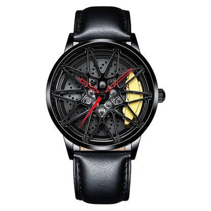 Men’s Stylish Wheel Dial Watch – Hollow 3D Electronic Design