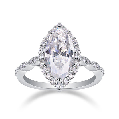 Starlight Craze – Platinum-Plated Moissanite Ring in S925 Sterling Silver with Luxurious Diamond Detail